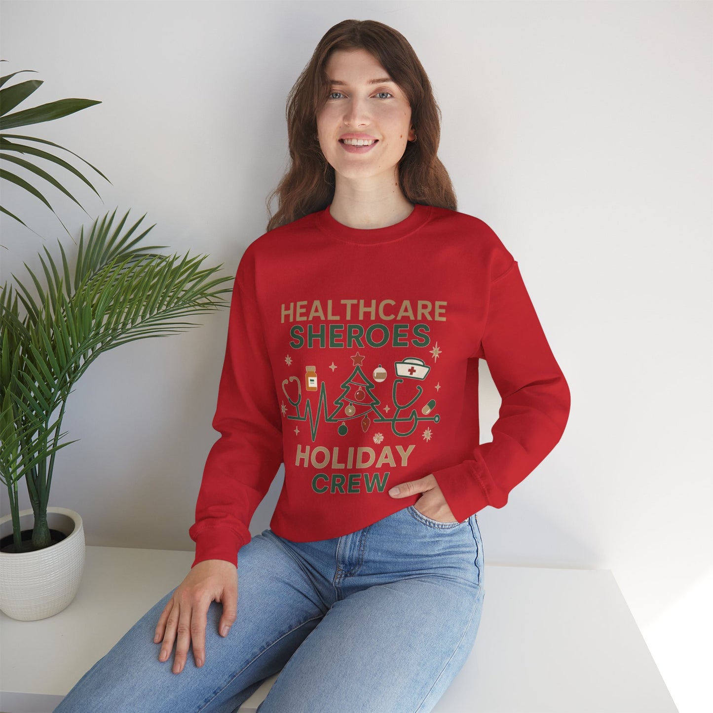 Healthcare Sheroes Holiday Crewneck Sweatshirt | Christmas Nurse & Medical Staff Gift (10 Colors)