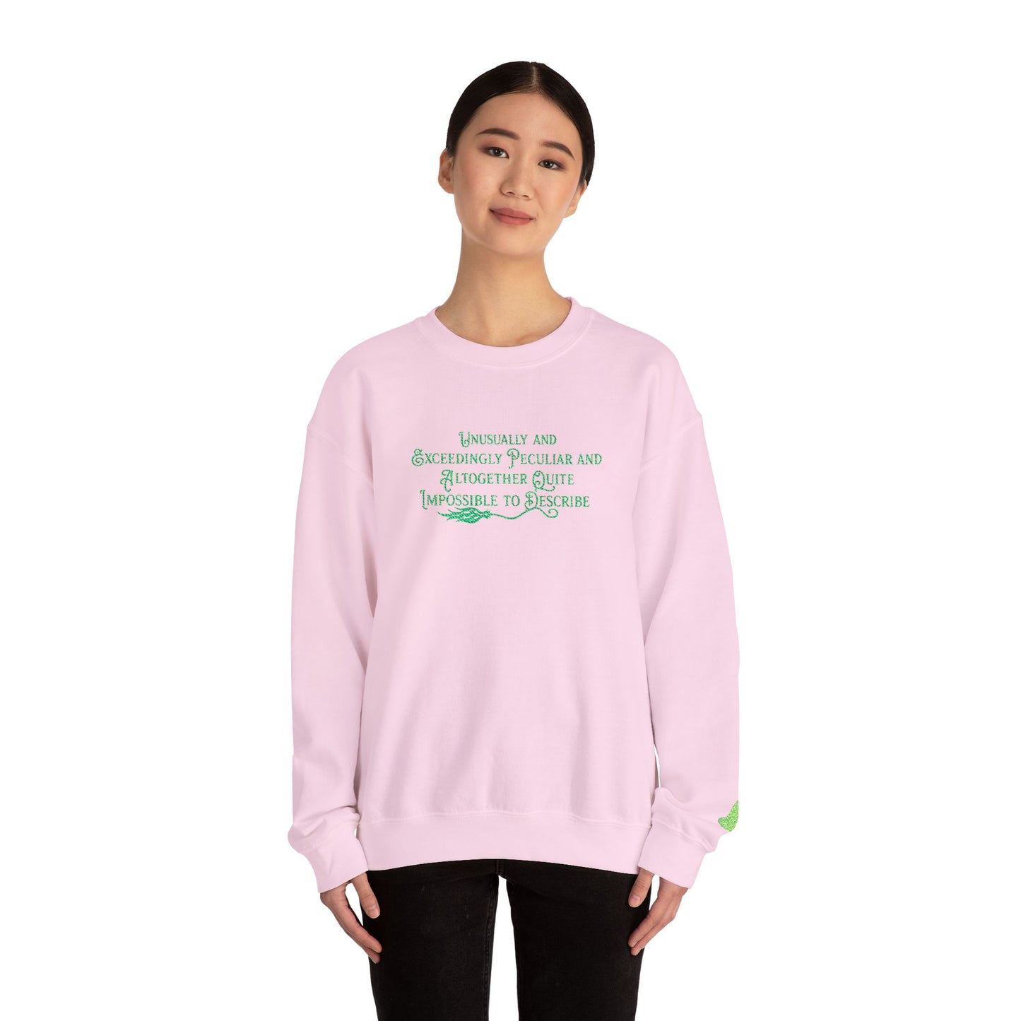 Elphaba-Inspired “Unusually Peculiar” Wicked Crewneck Sweatshirt | Broadway Witchcore Pullover (3 Colors)