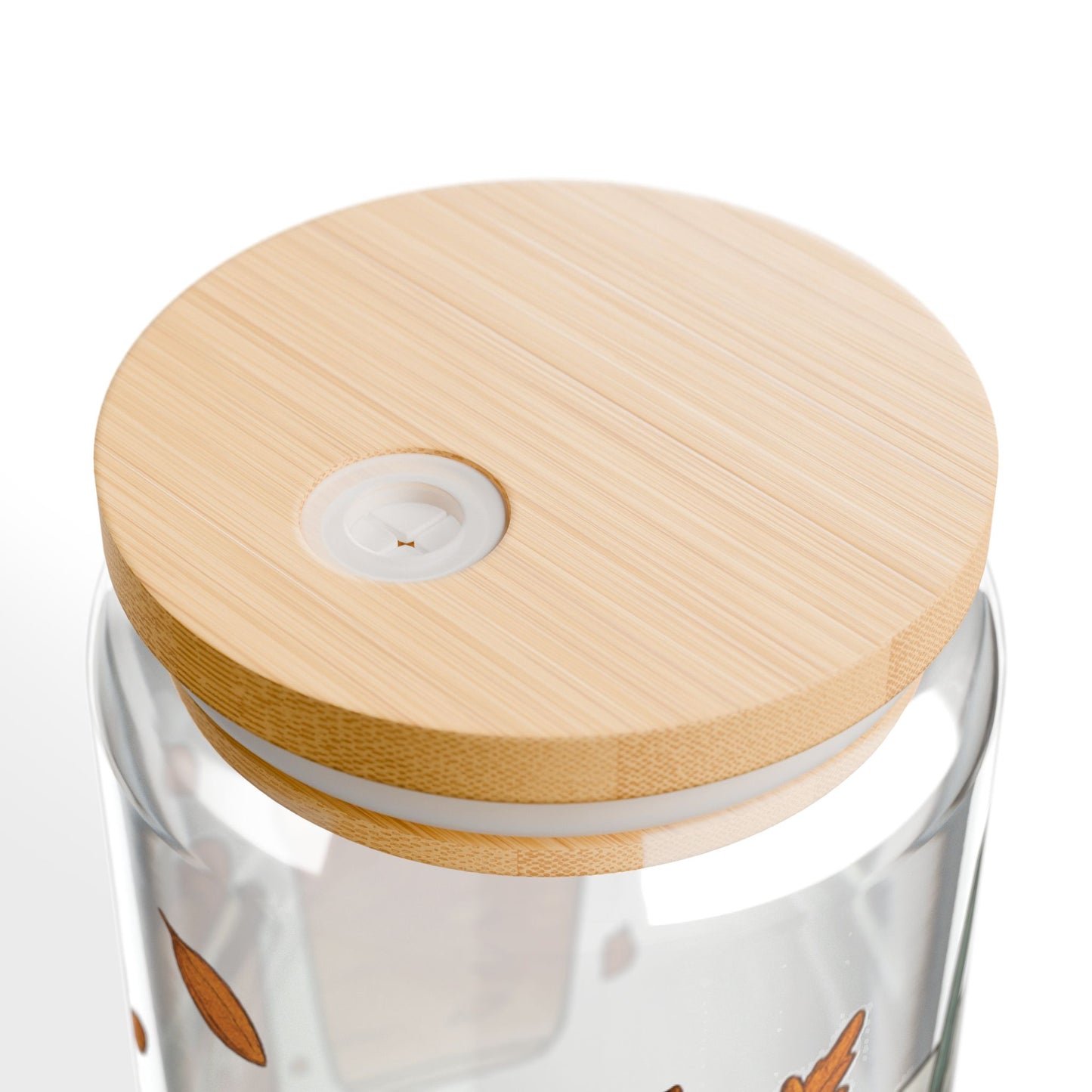 Pumpkin Spice Sipper Glass | Fall Iced Coffee Cup with Bamboo Lid & Glass Straw | Autumn Aesthetic Drinkware