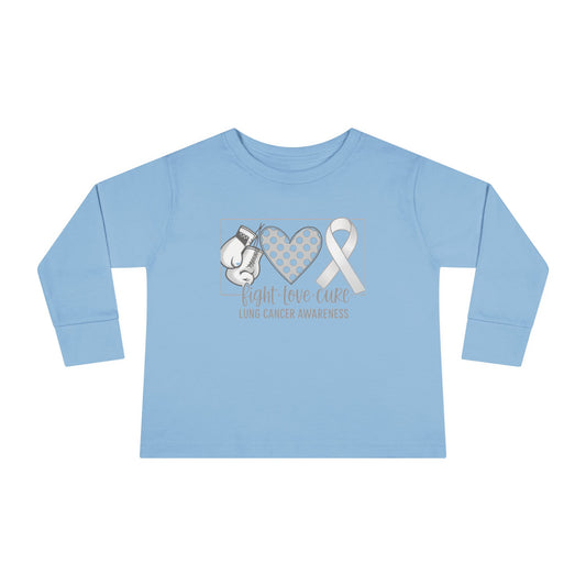 Fight Love Cure Lung Cancer Awareness Toddler Long Sleeve Shirt | Kids Support Tee