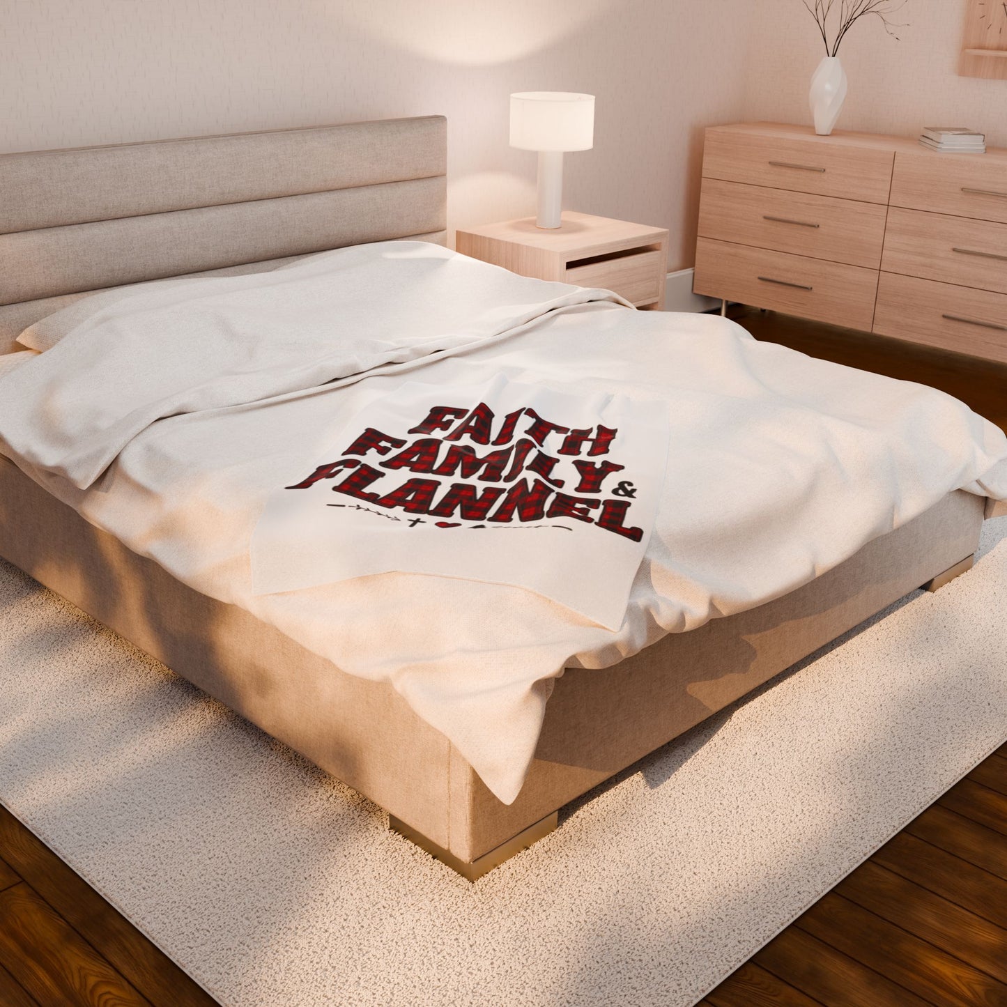 Faith, Family & Flannel Velveteen Plush Blanket | Cozy Christian Fall & Holiday Throw (3 Sizes)