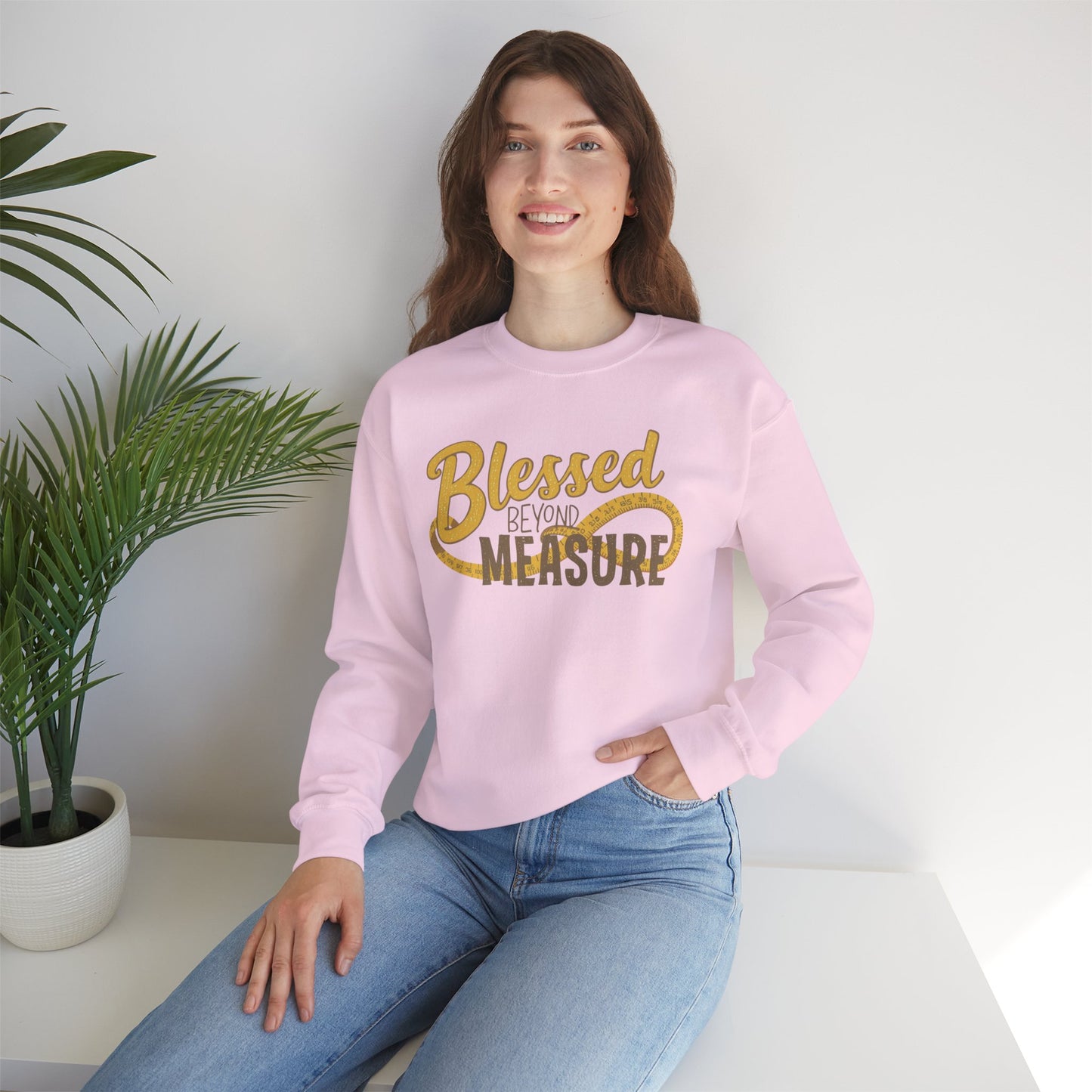 Blessed Beyond Measure Crewneck Sweatshirt – Cozy Faith & Gratitude Sweater (9 Color Options)