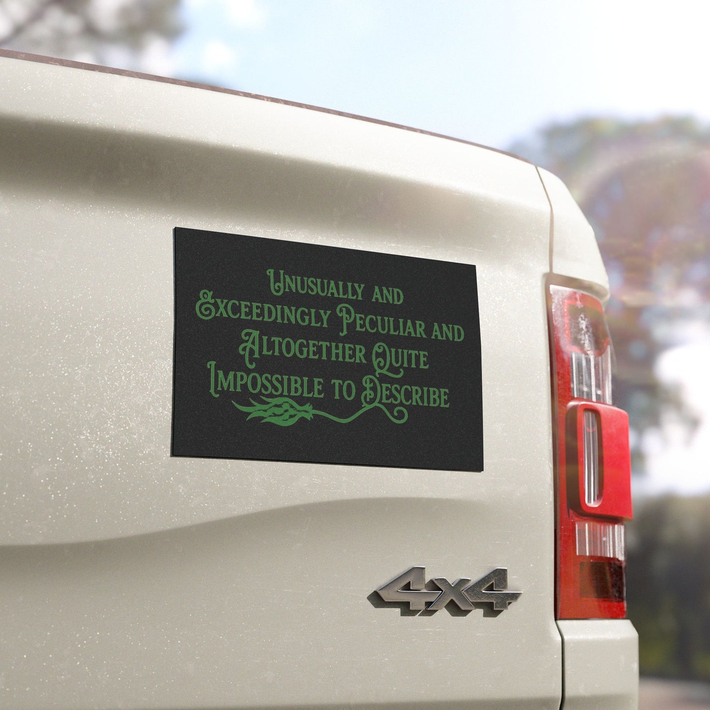Wicked Inspired Elphaba Car Magnet | “Unusually & Exceedingly Peculiar” Green Quote Magnet (3 Sizes)