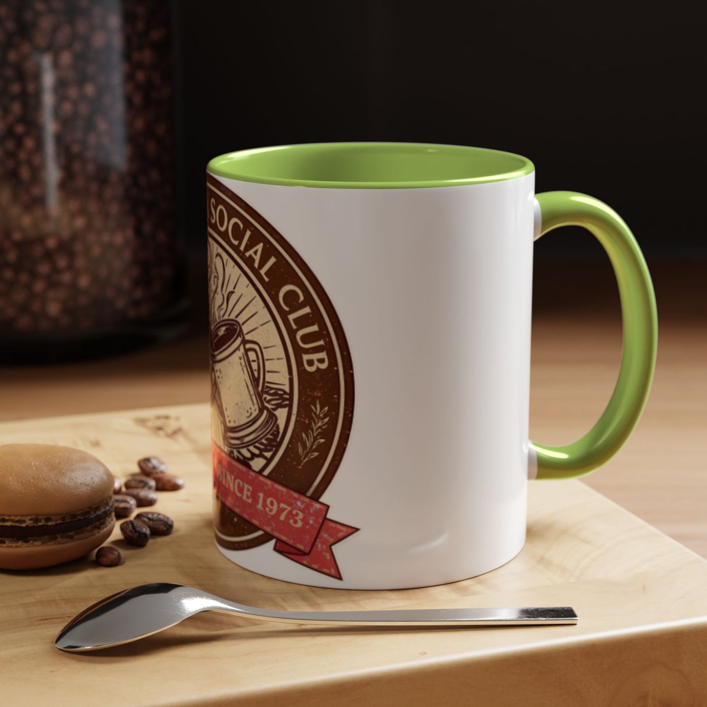 Hot Cocoa Social Club Accent Mug | Vintage Holiday Coffee Cup (11oz & 15oz, Multiple Colors)