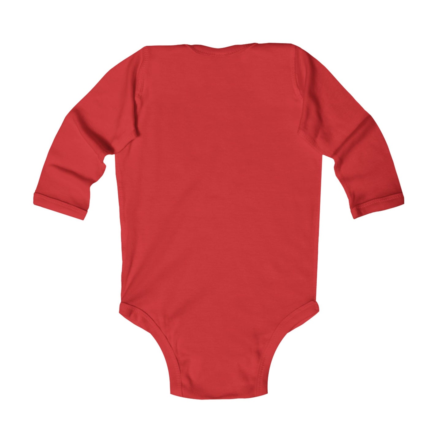 Back view of baby long sleeve bodysuit in red – breathable cotton infant one-piece