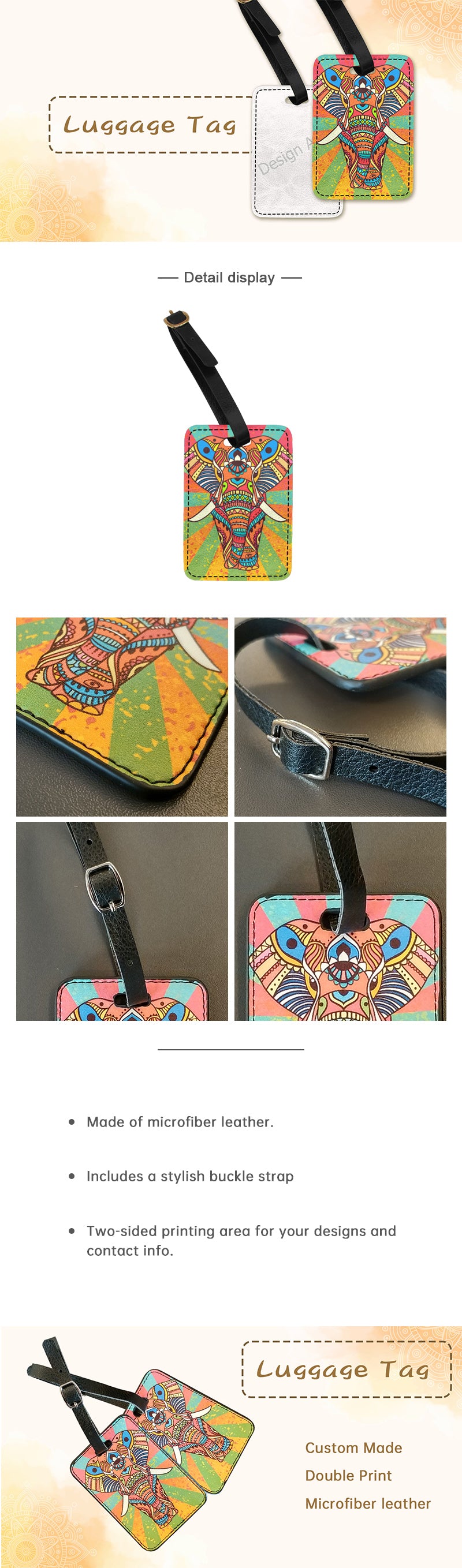 Custom Double-Sided Luggage Tag | Personalized Travel ID Tag with Contact Info