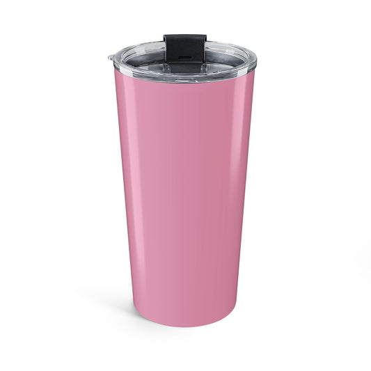 Back view of mauve “Spice Girl Energy” 20 oz tumbler showing sleek pink finish and stainless-steel durability.