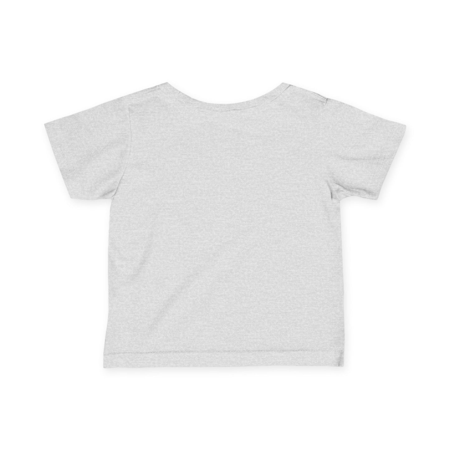 Back view of toddler athletic heather grey blank t-shirt for custom printing