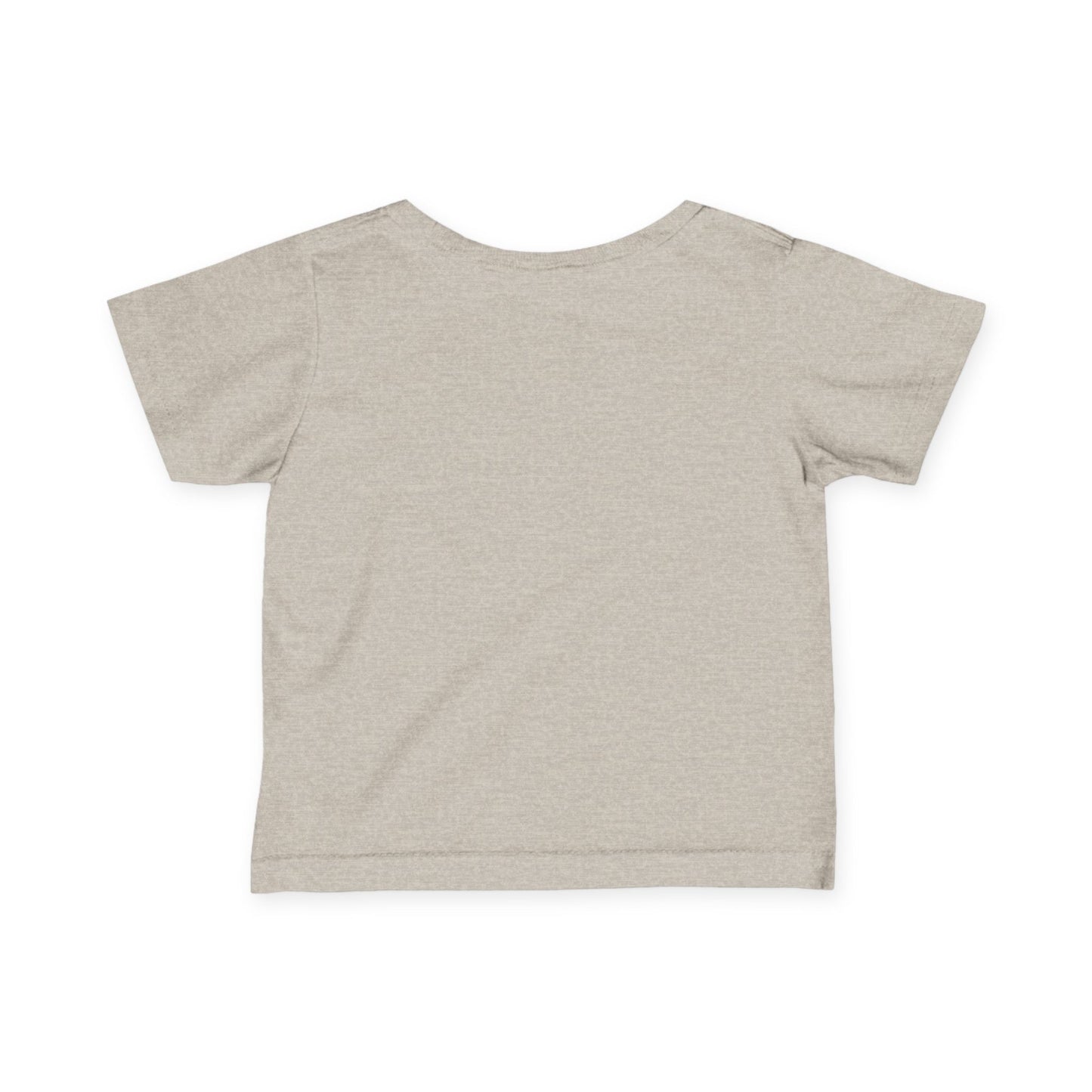 Back view of toddler oatmeal heather blank t-shirt for custom printing