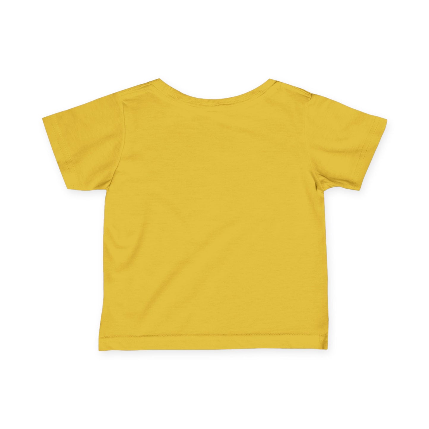 Back view of toddler short sleeve t-shirt in bright yellow