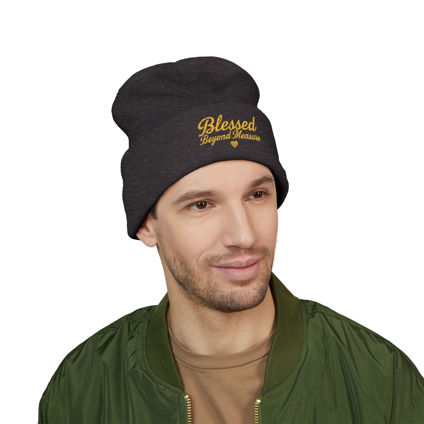 Blessed Beyond Measure Embroidered Beanie – Faith-Inspired Knit Hat (9 Color Options)