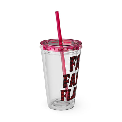 Faith, Family & Flannel Acrylic Tumbler with Straw | Christian Buffalo Plaid Cup (9 Color Options)