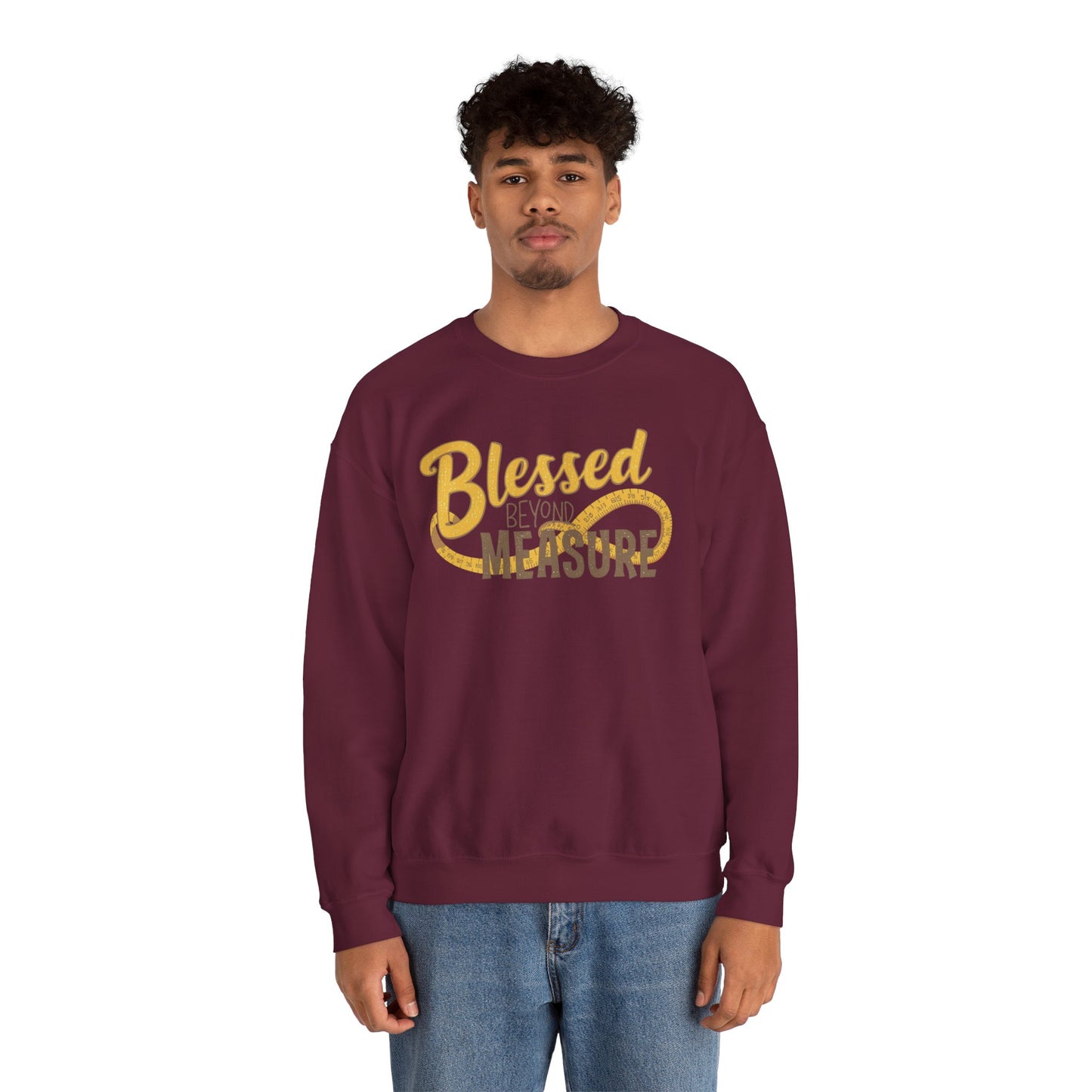 Blessed Beyond Measure Crewneck Sweatshirt – Cozy Faith & Gratitude Sweater (9 Color Options)