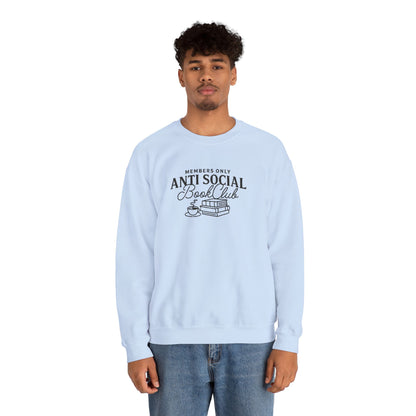 “Members Only Anti Social Book Club” Embroidered Crewneck