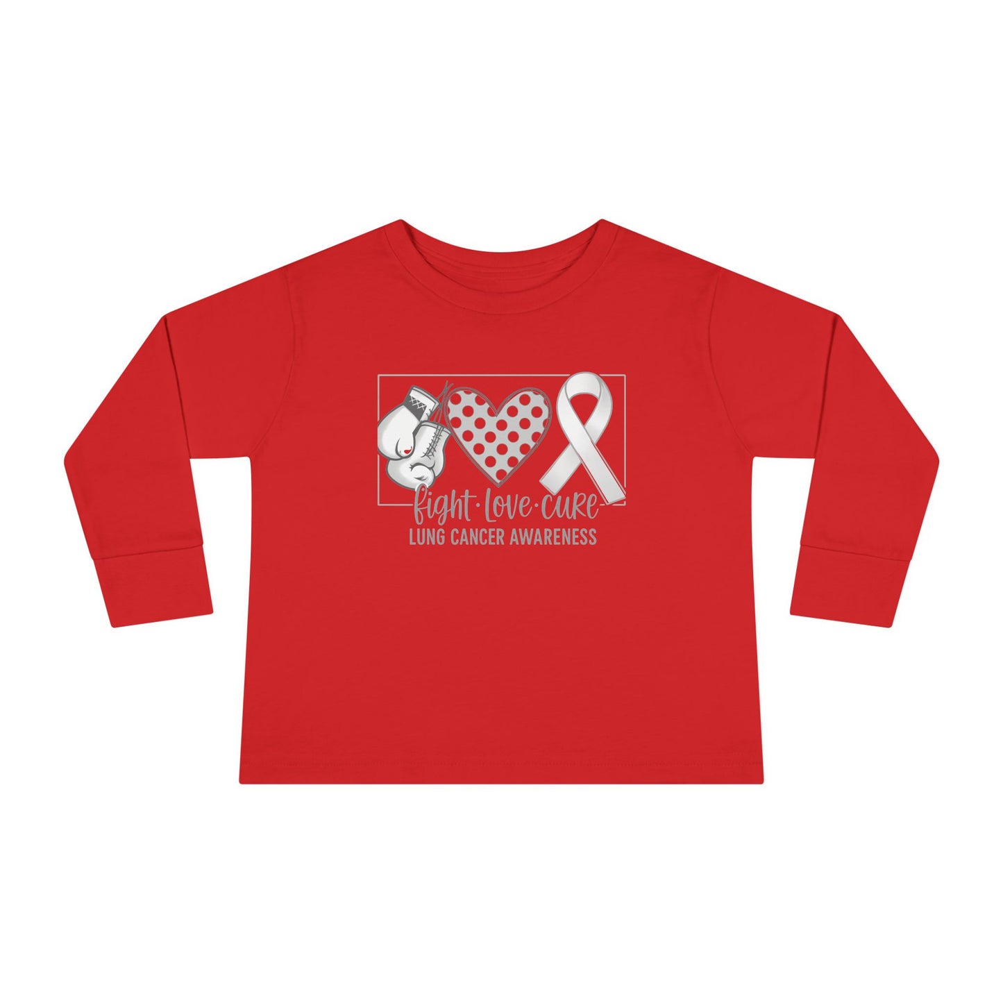 Fight Love Cure Lung Cancer Awareness Toddler Long Sleeve Shirt | Kids Support Tee