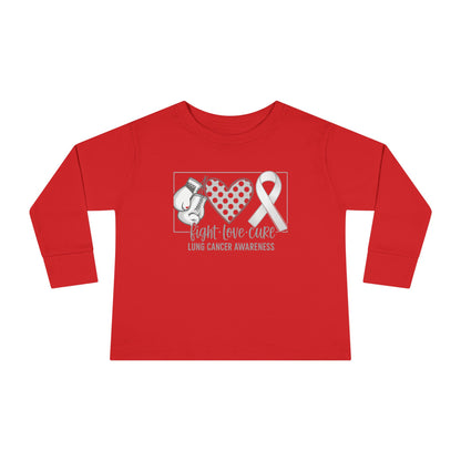 Fight Love Cure Lung Cancer Awareness Toddler Long Sleeve Shirt | Kids Support Tee