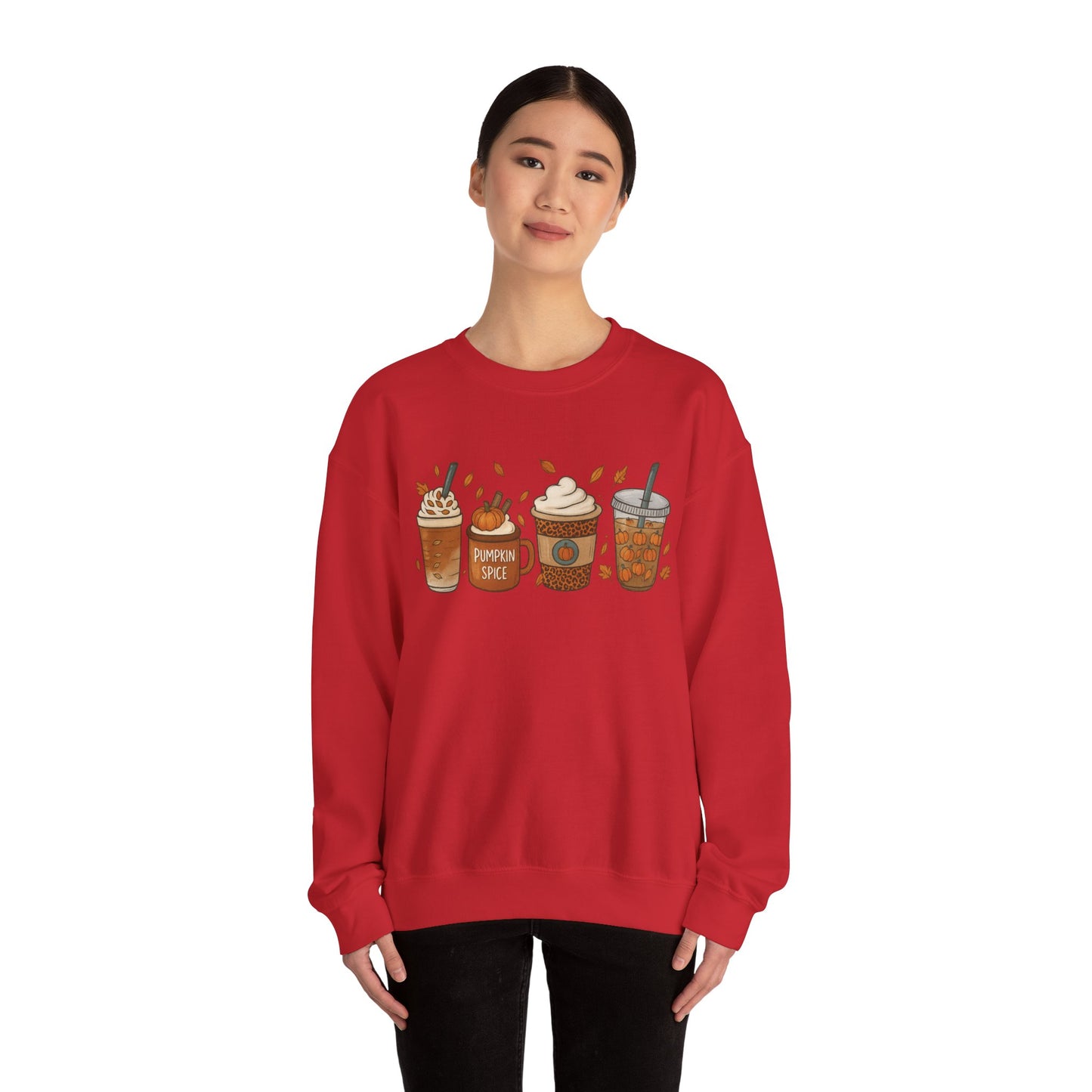 Pumpkin Spice Crewneck Sweatshirt – Cozy Fall Coffee Lover Pullover (10 Colors)