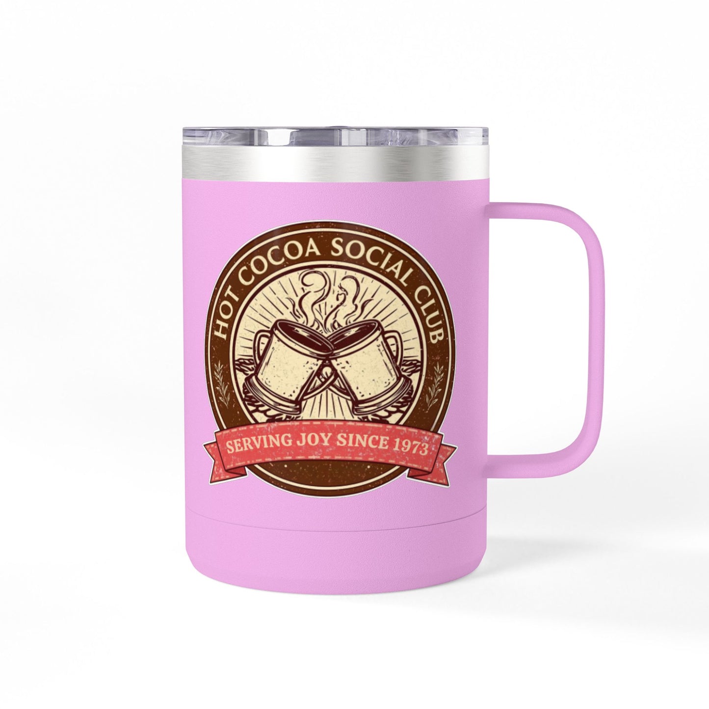 Hot Cocoa Social Club Insulated Coffee Tumbler | Cozy Vintage Mug | Double-Wall Stainless Steel Holiday Drinkware