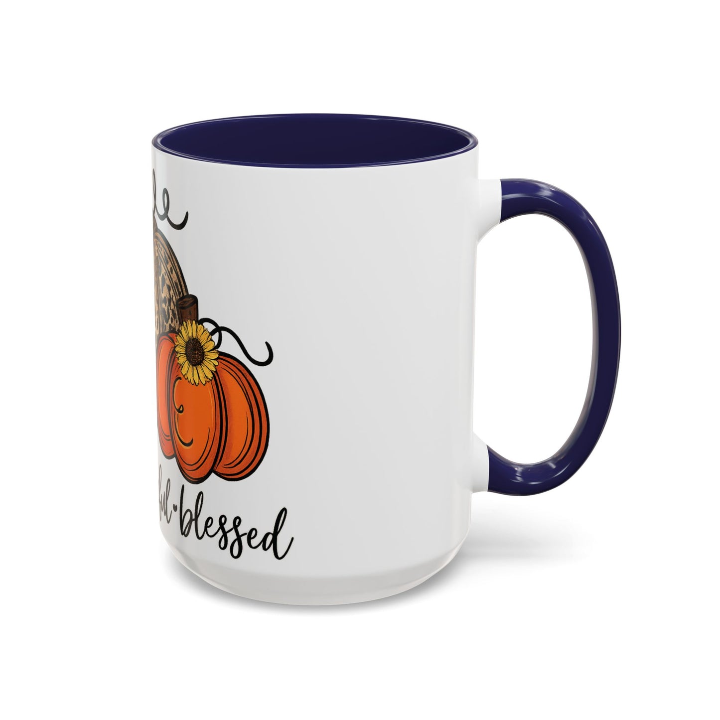 Grateful Thankful Blessed Accent Mug – Fall Coffee Cup (11oz & 15oz)