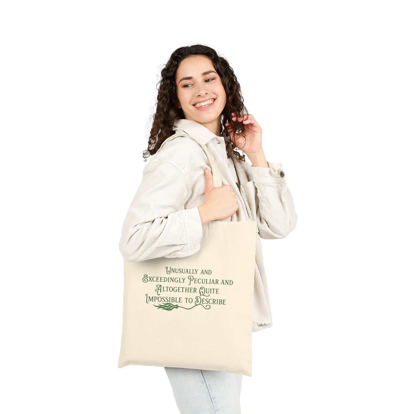Unusually & Exceedingly Peculiar Tote Bag | Wicked-Inspired Elphaba Quote Tote (Black or Natural)