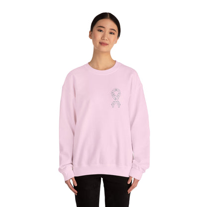 Lung Cancer Awareness Heart Ribbon Crewneck Sweatshirt – Support & Strength Sweater (8 Color Options)