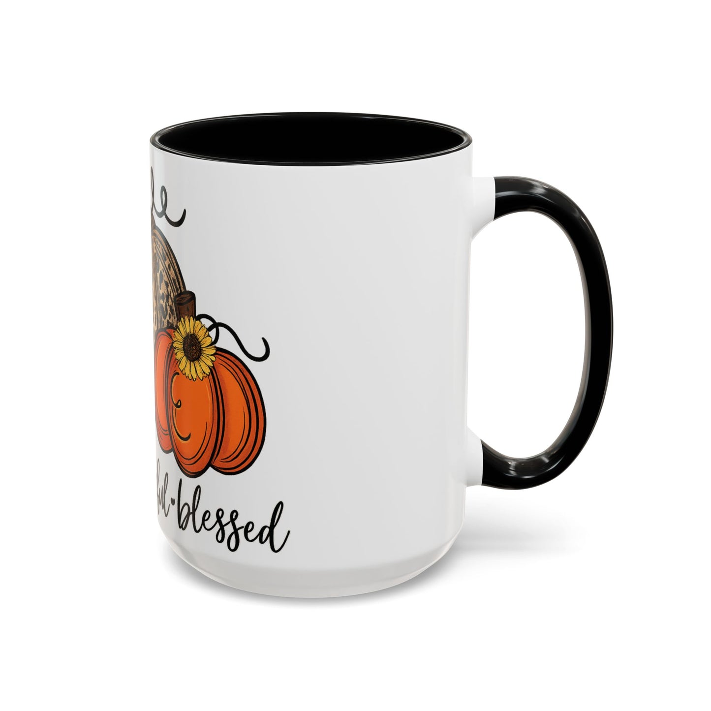 Grateful Thankful Blessed Accent Mug – Fall Coffee Cup (11oz & 15oz)