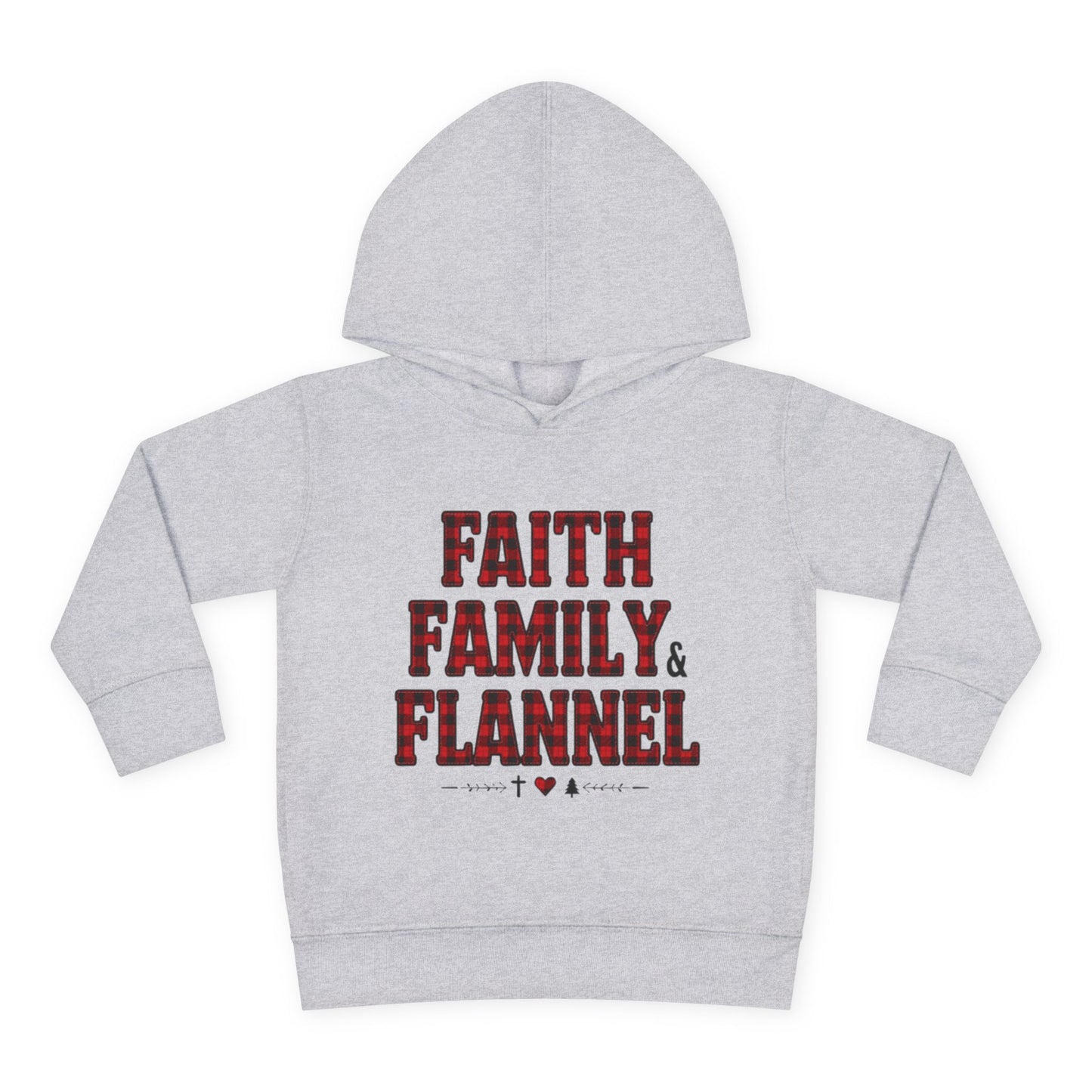 Faith, Family & Flannel Toddler Hoodie | Cozy Christian Fall & Holiday Sweatshirt (15 Colors)