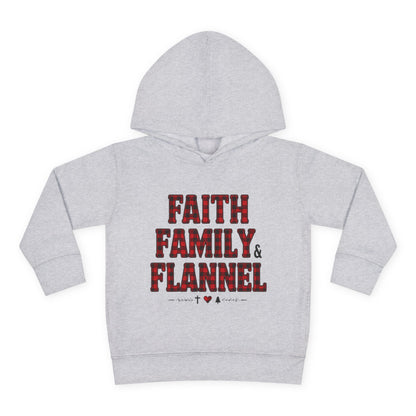 Faith, Family & Flannel Toddler Hoodie | Cozy Christian Fall & Holiday Sweatshirt (15 Colors)
