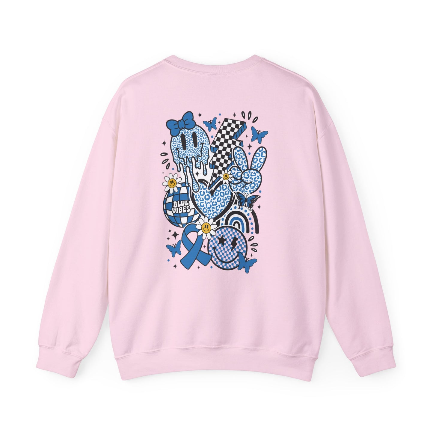 Diabetes Awareness Crewneck Sweatshirt | Blue Ribbon Graffiti Design (9 Colors)