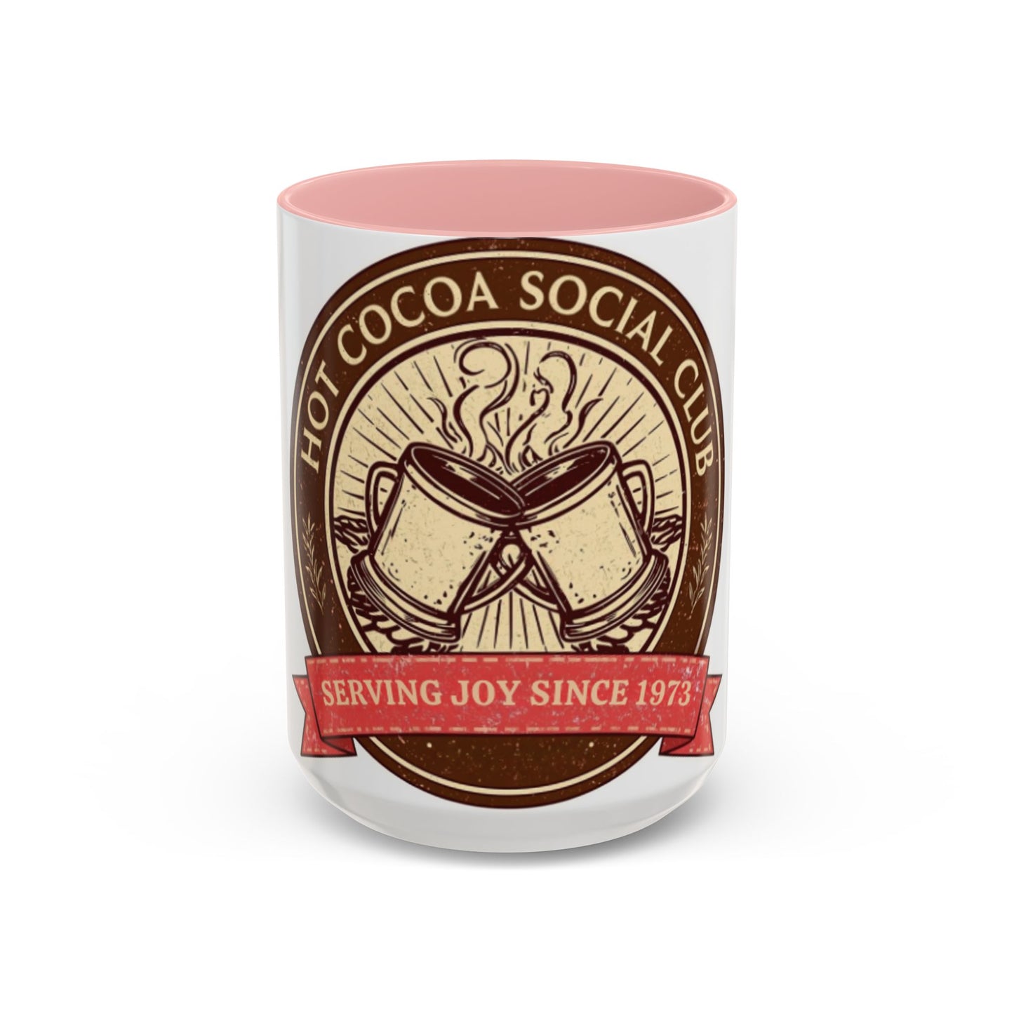 Hot Cocoa Social Club Accent Mug | Vintage Holiday Coffee Cup (11oz & 15oz, Multiple Colors)