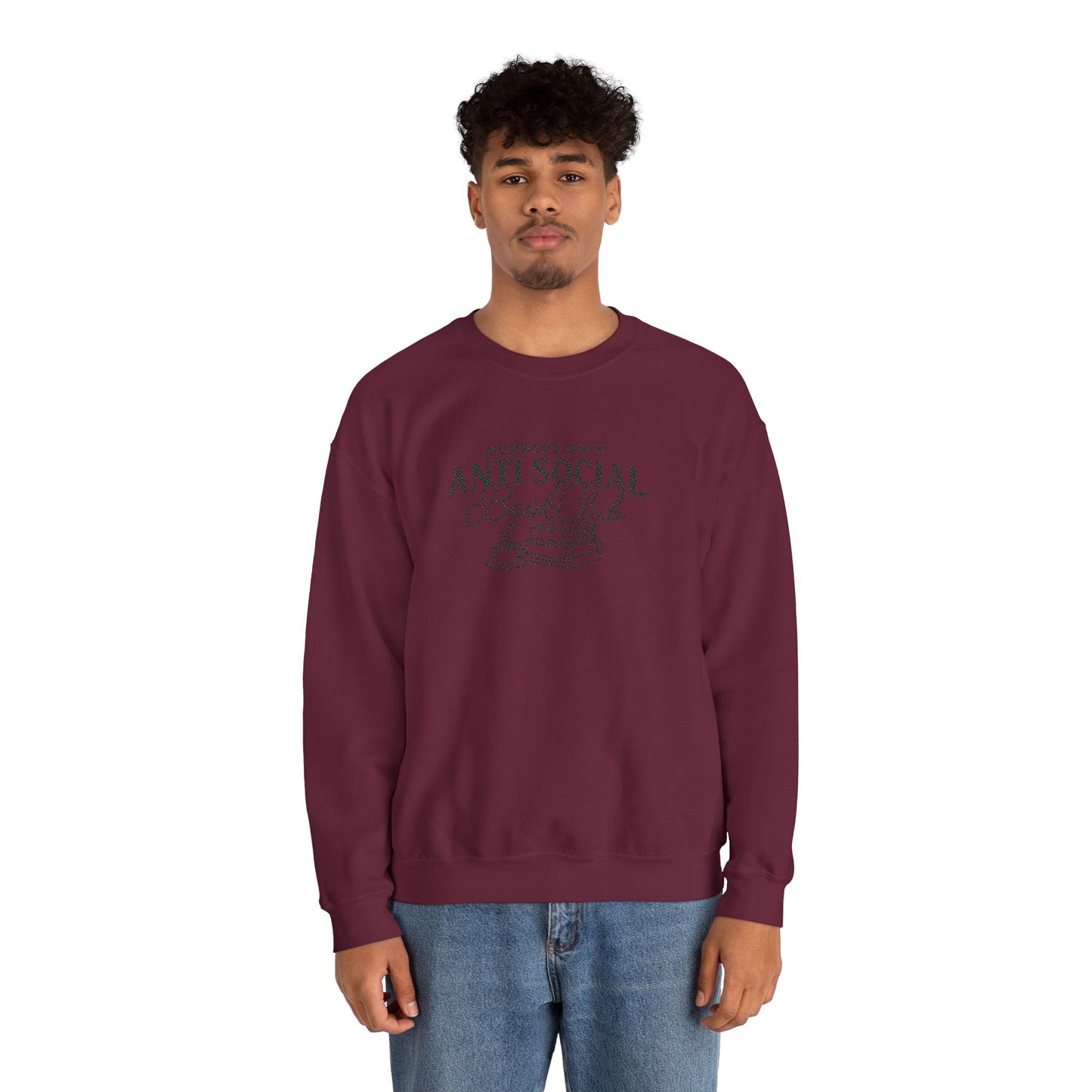 “Members Only Anti Social Book Club” Embroidered Crewneck