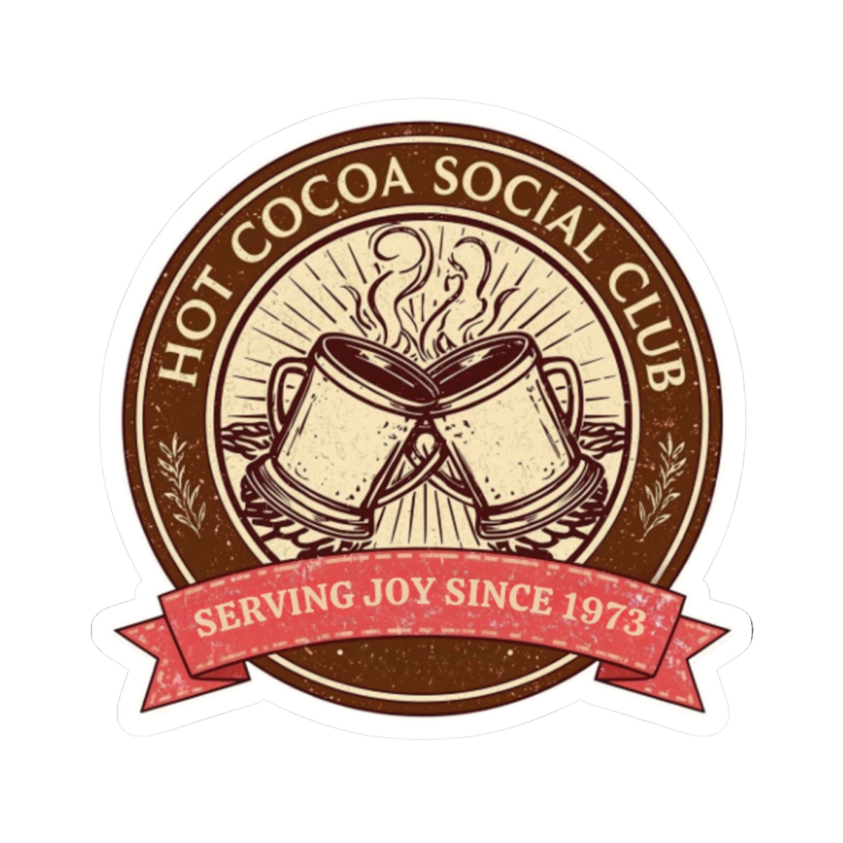 Hot Cocoa Social Club Sticker | Vintage Holiday Cocoa Club Decal | Cozy Christmas Aesthetic