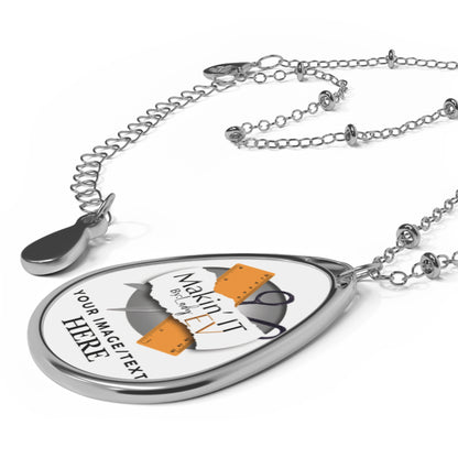 Custom Engraved Oval Necklace – Personalized Teardrop Photo Pendant