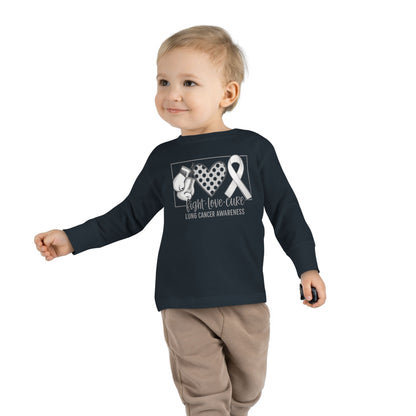 Fight Love Cure Lung Cancer Awareness Toddler Long Sleeve Shirt | Kids Support Tee