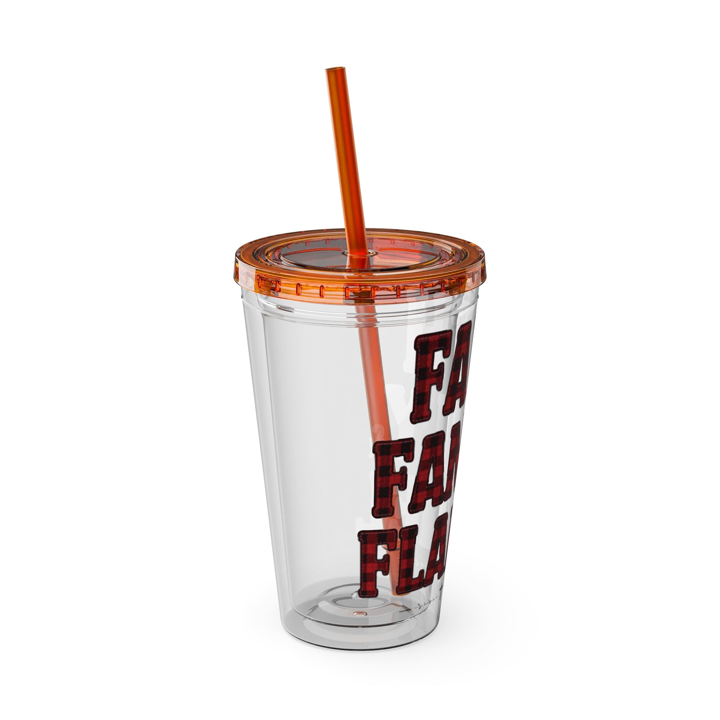 Faith, Family & Flannel Acrylic Tumbler with Straw | Christian Buffalo Plaid Cup (9 Color Options)