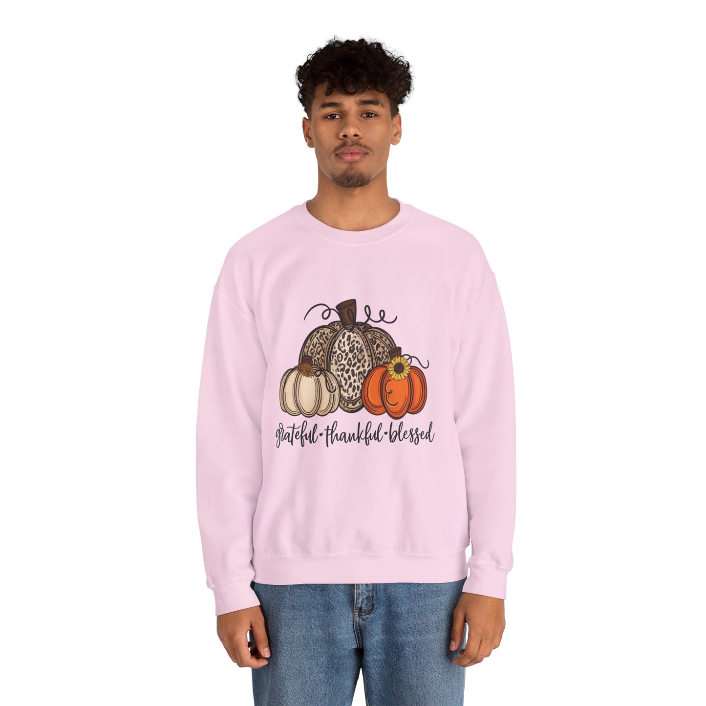 Grateful Thankful Blessed Crewneck Sweatshirt – Fall Faith & Pumpkin Season Pullover (10 Colors)