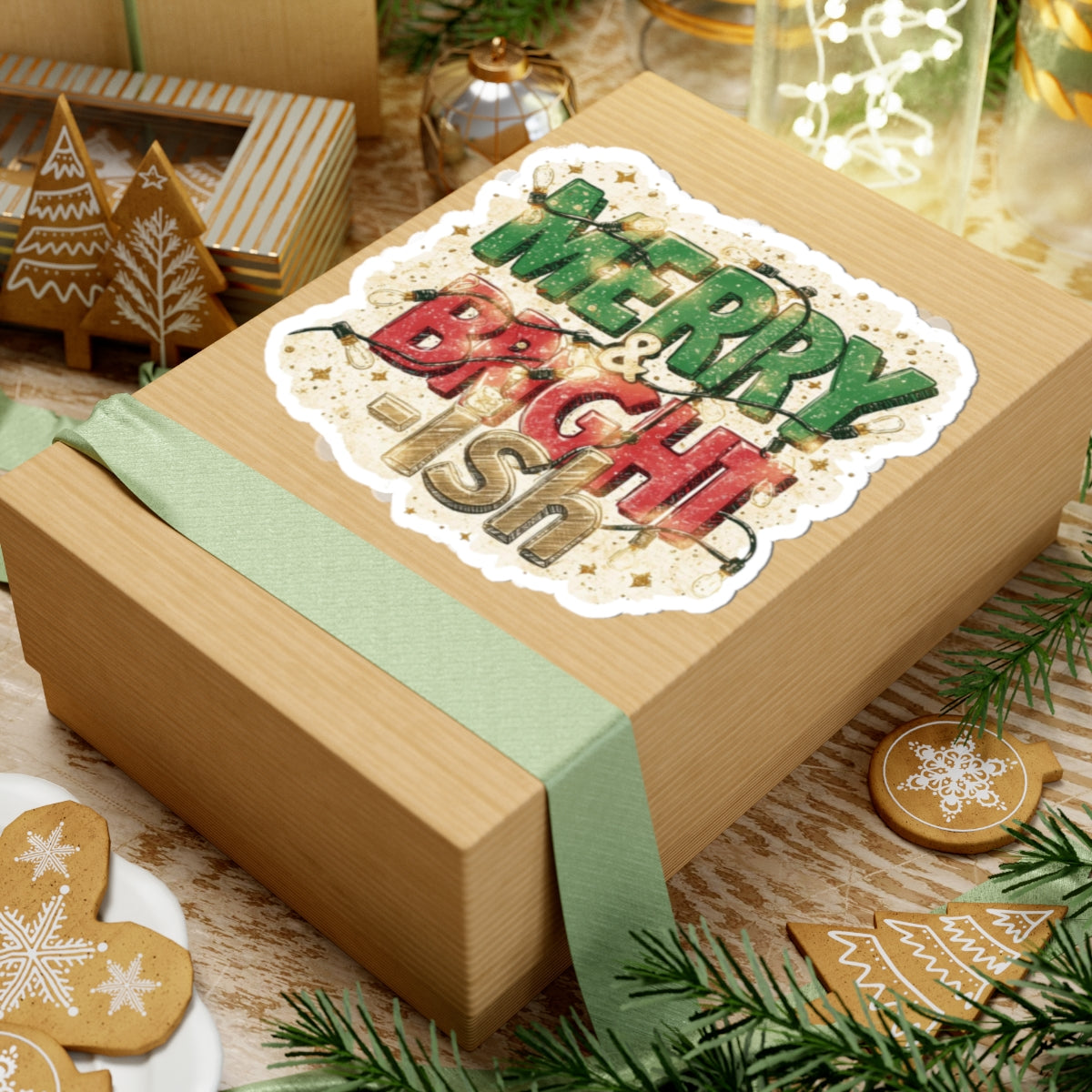 Merry & Bright-ish Sticker | Funny Christmas Holiday Vinyl Sticker (4 Sizes)