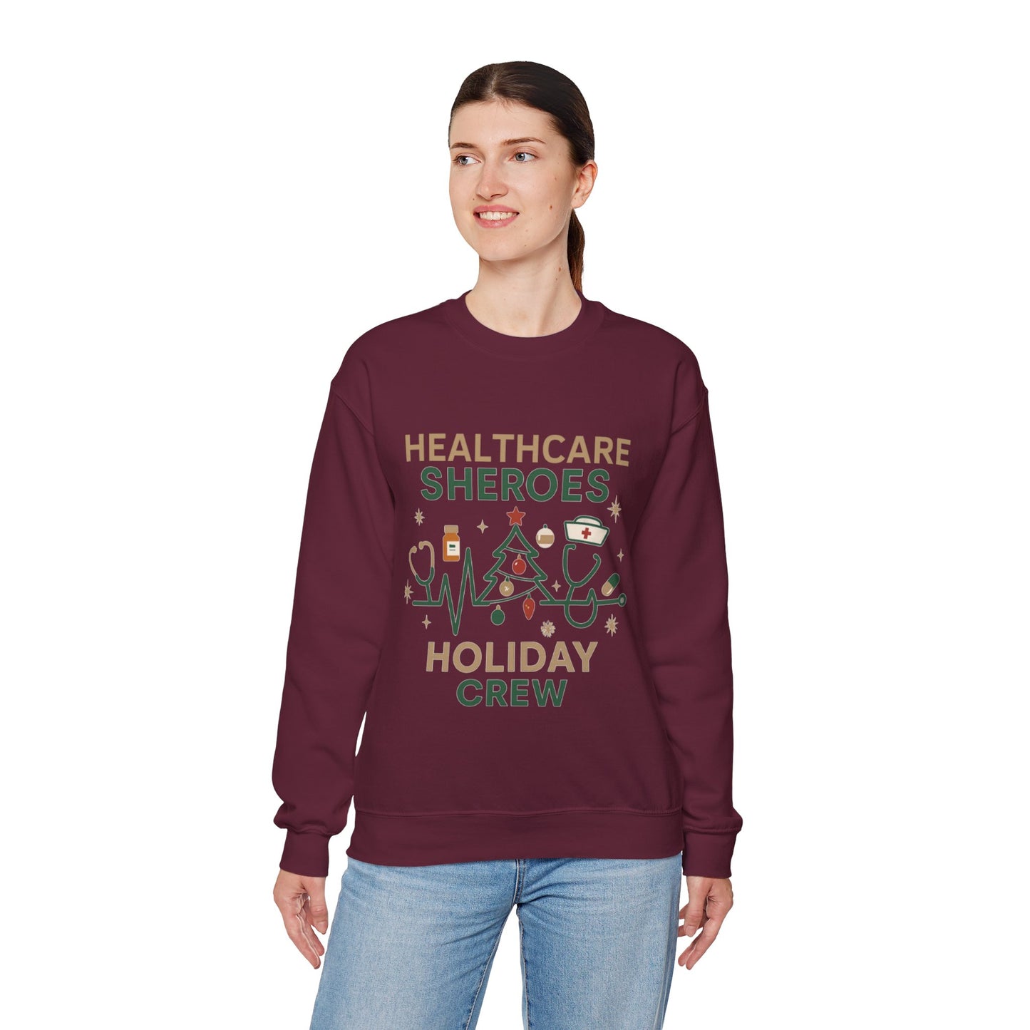 Healthcare Sheroes Holiday Crewneck Sweatshirt | Christmas Nurse & Medical Staff Gift (10 Colors)