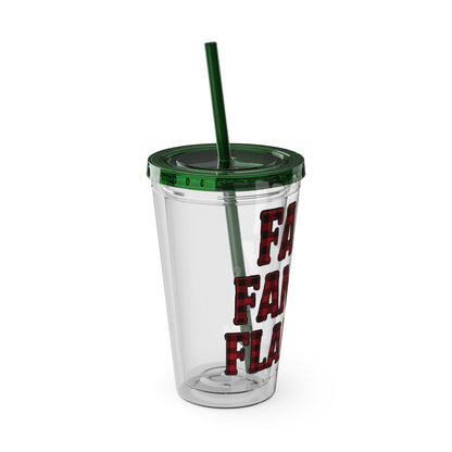 Faith, Family & Flannel Acrylic Tumbler with Straw | Christian Buffalo Plaid Cup (9 Color Options)