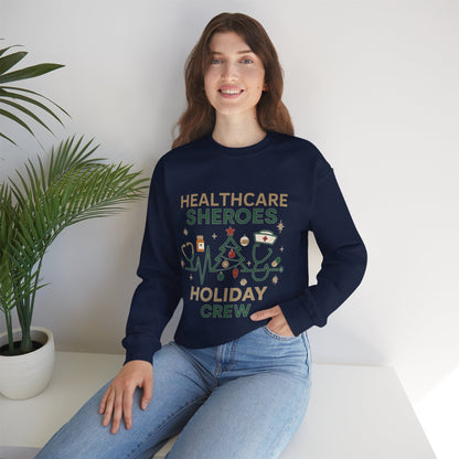 Healthcare Sheroes Holiday Crewneck Sweatshirt | Christmas Nurse & Medical Staff Gift (10 Colors)