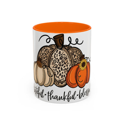 Grateful Thankful Blessed Accent Mug – Fall Coffee Cup (11oz & 15oz)