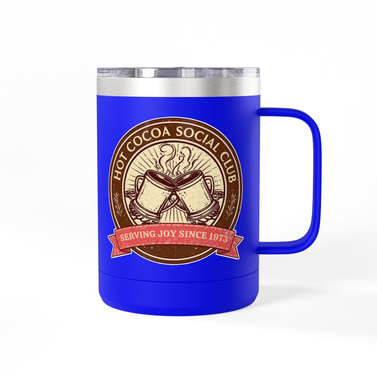 Hot Cocoa Social Club Insulated Coffee Tumbler | Cozy Vintage Mug | Double-Wall Stainless Steel Holiday Drinkware