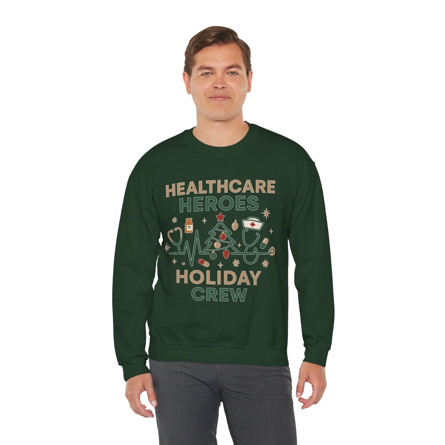 Healthcare Heroes Holiday Crewneck Sweatshirt | Nurse & Medical Staff Christmas Sweater (10 Colors)