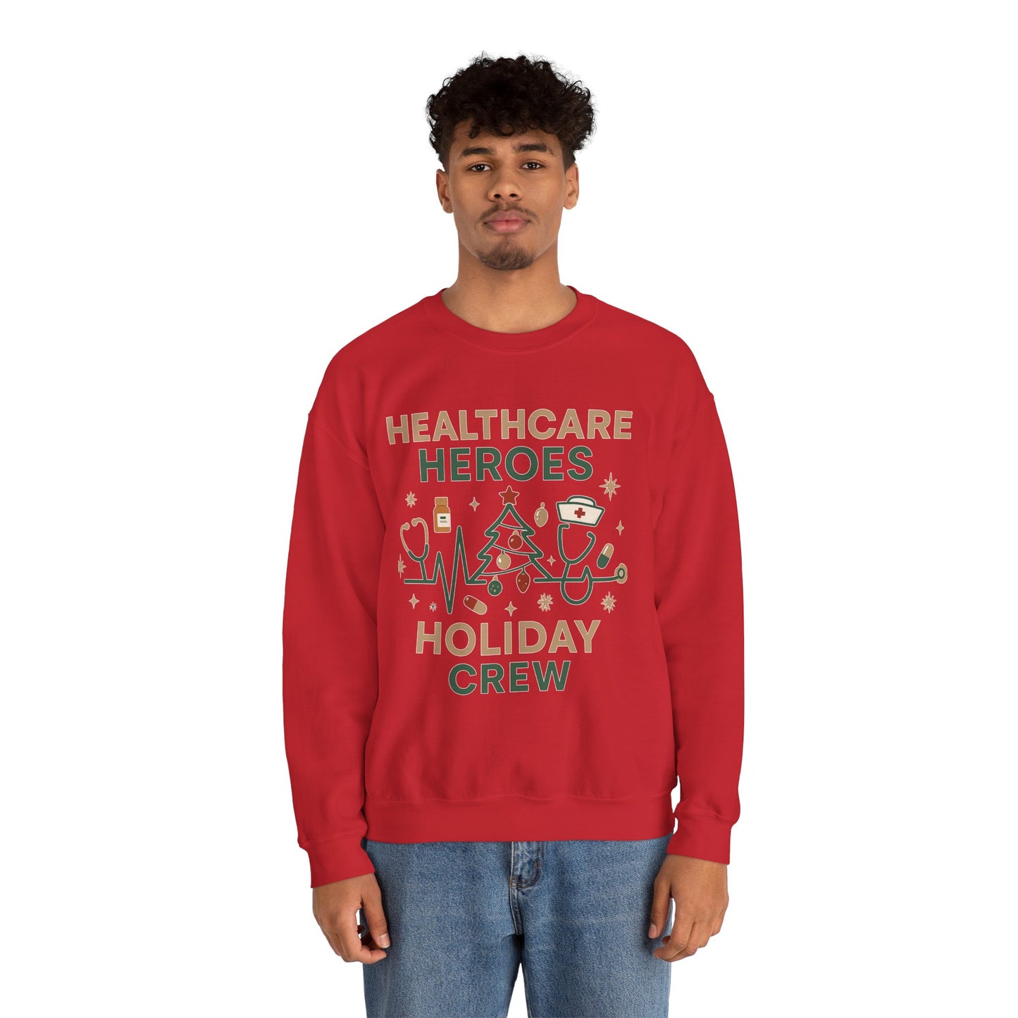 Healthcare Heroes Holiday Crewneck Sweatshirt | Nurse & Medical Staff Christmas Sweater (10 Colors)