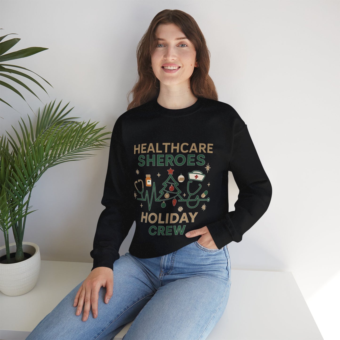 Healthcare Sheroes Holiday Crewneck Sweatshirt | Christmas Nurse & Medical Staff Gift (10 Colors)