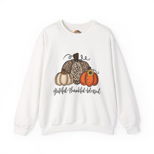 Grateful Thankful Blessed Crewneck Sweatshirt – Fall Faith & Pumpkin Season Pullover (10 Colors)
