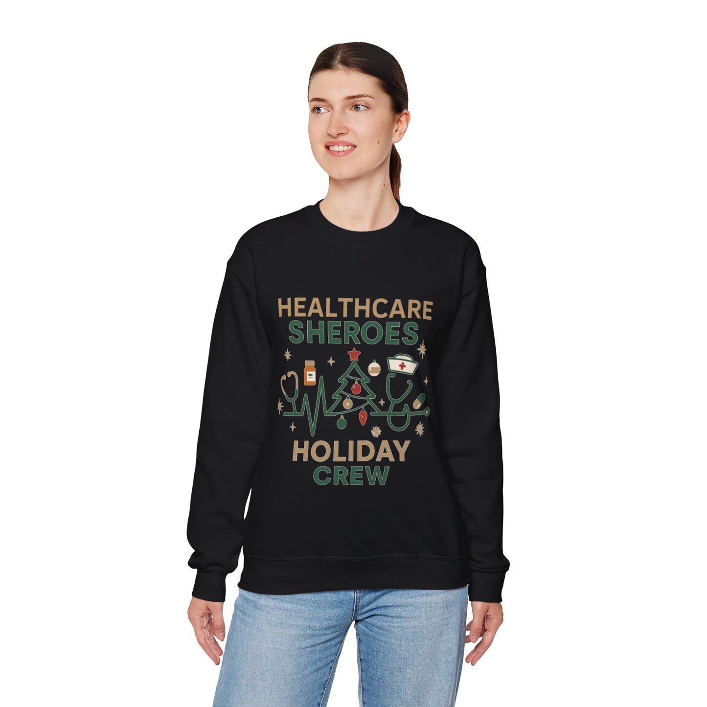 Healthcare Sheroes Holiday Crewneck Sweatshirt | Christmas Nurse & Medical Staff Gift (10 Colors)
