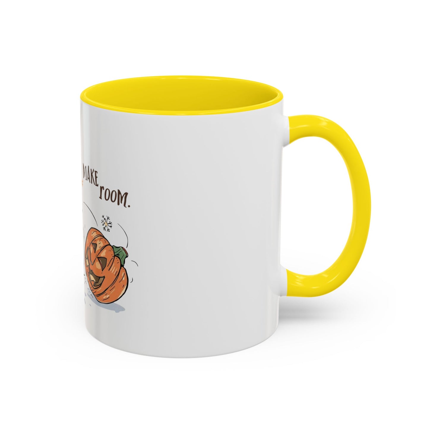 Winter to Fall Humor Mug – “Make Room” Snowman & Pumpkin Mug
