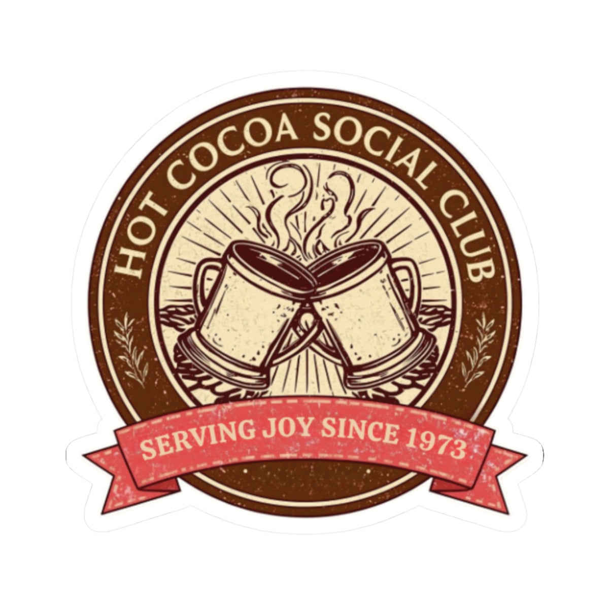 Hot Cocoa Social Club Sticker | Vintage Holiday Cocoa Club Decal | Cozy Christmas Aesthetic