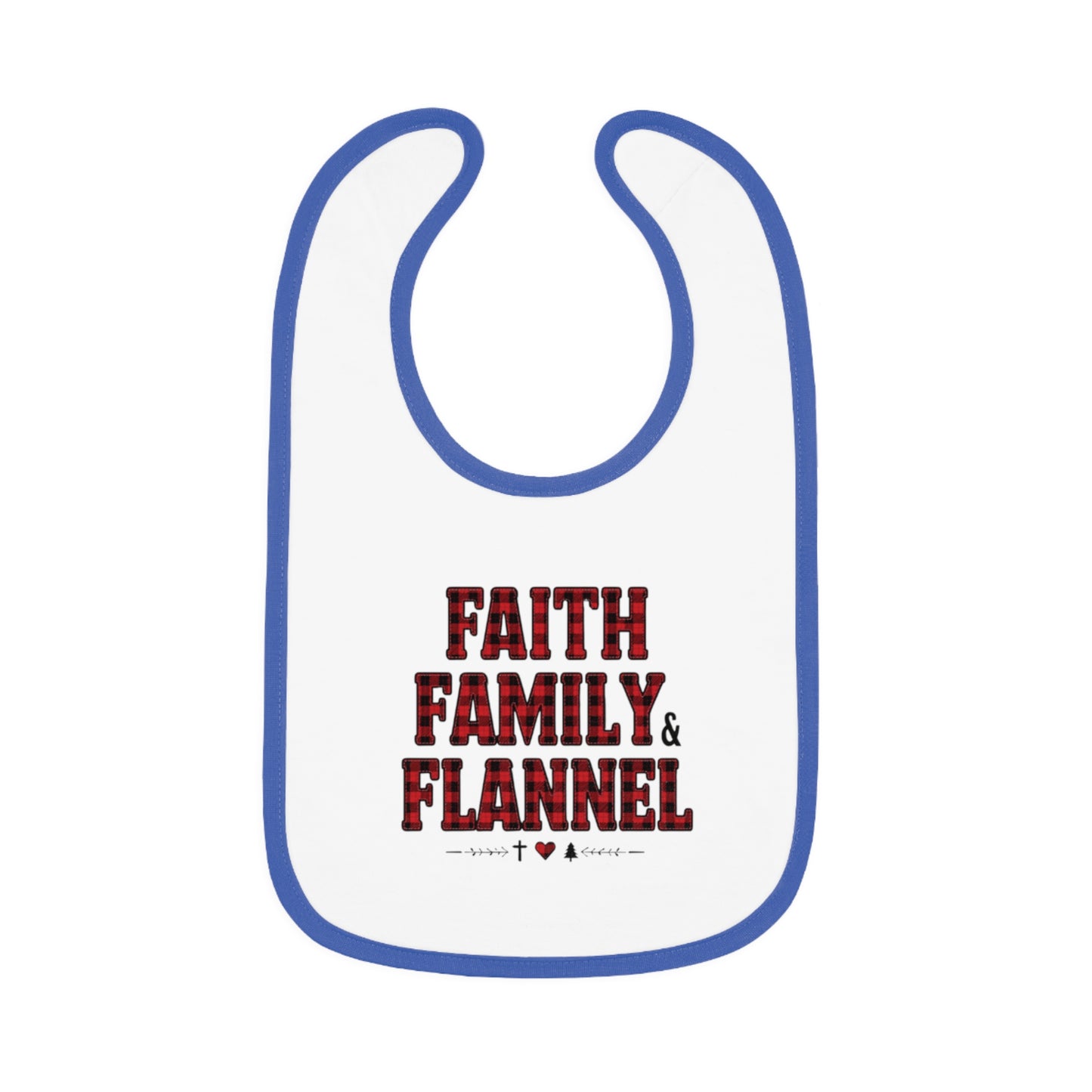Faith, Family & Flannel Baby Bib — Plaid Nursery Bib for Newborns & Toddlers